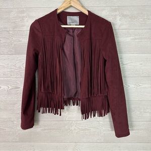 Vero moda wine faux suede fringe Jacket S